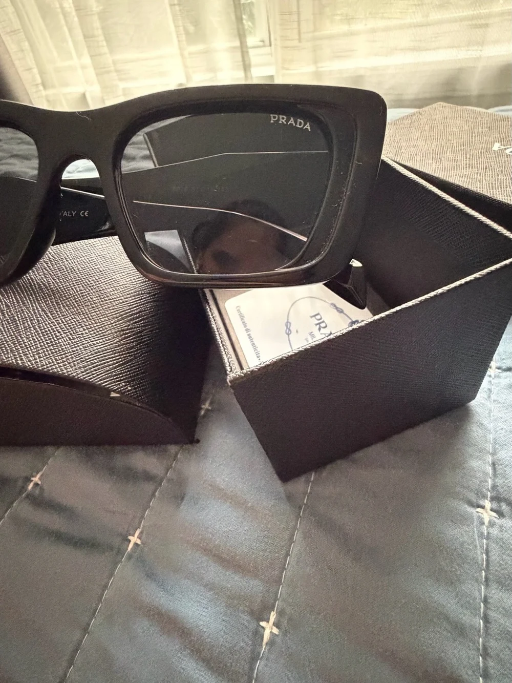 Prada Brown Rectangular Women's Sunglasses